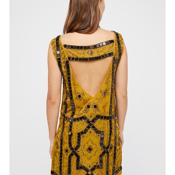 Free People Speak Easy Sequin Mini Dress Moss - Picture 2 of 4